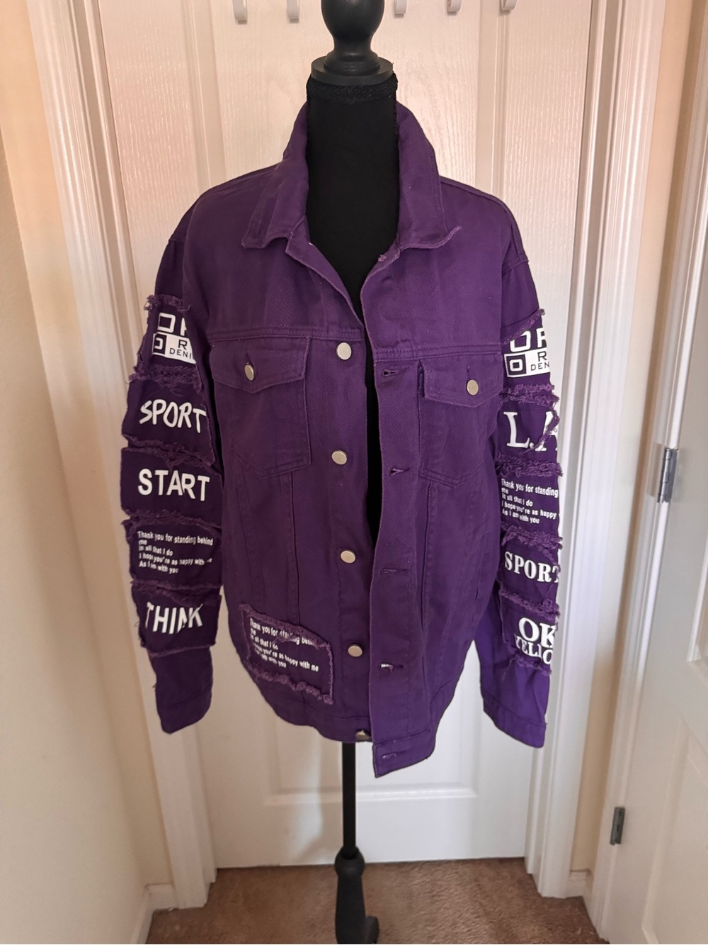 Purple Graphic Denim Jacket - unisex